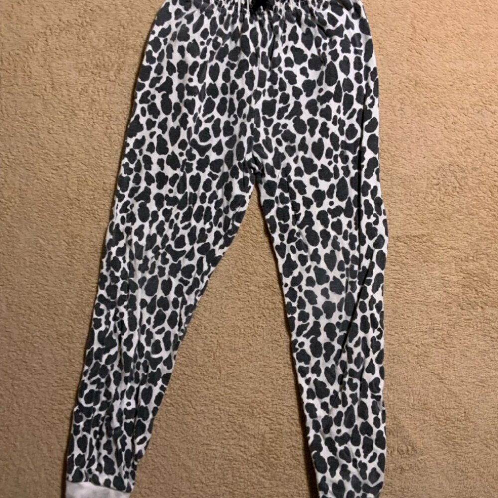 Vintage 90s Hartstrings Girls 7 Black White Dalmatian Elastic Pull On Leggings